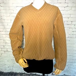 AUTHENTIC Escada Sport Fleece Tan Harlequin Pullover Sweatshirt Jacket SMALL